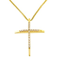 Χρυσός σταυρός Κ14 με αλυσίδα